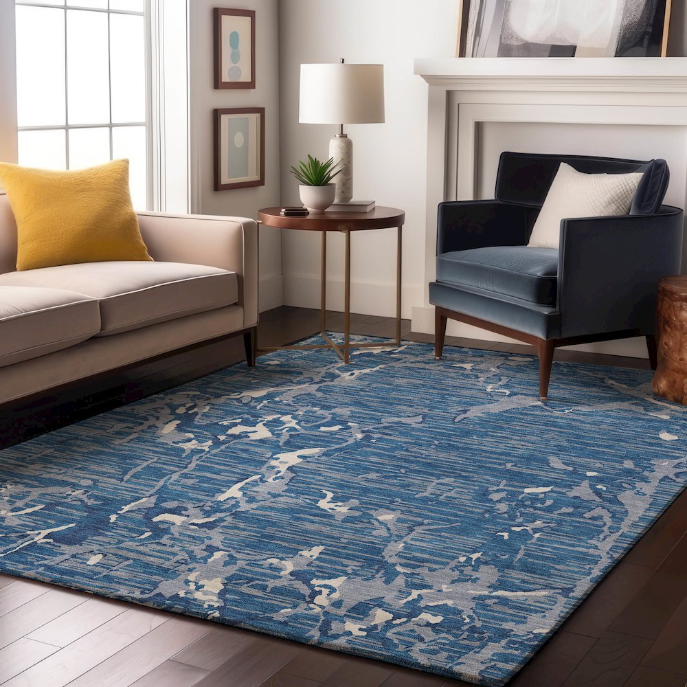 Premium Machine Washable Mayfield AMF1046 Blue 8' x 10' Rug. Picture 5