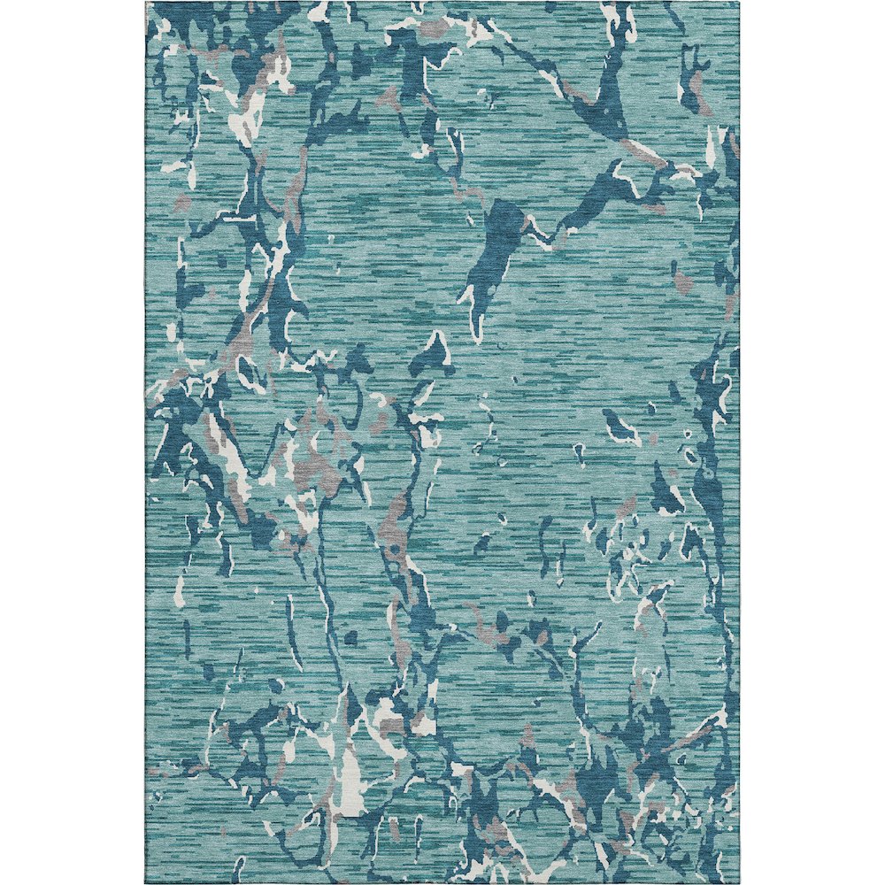 Premium Machine Washable Mayfield AMF1046 Teal 8' x 10' Rug. Picture 1