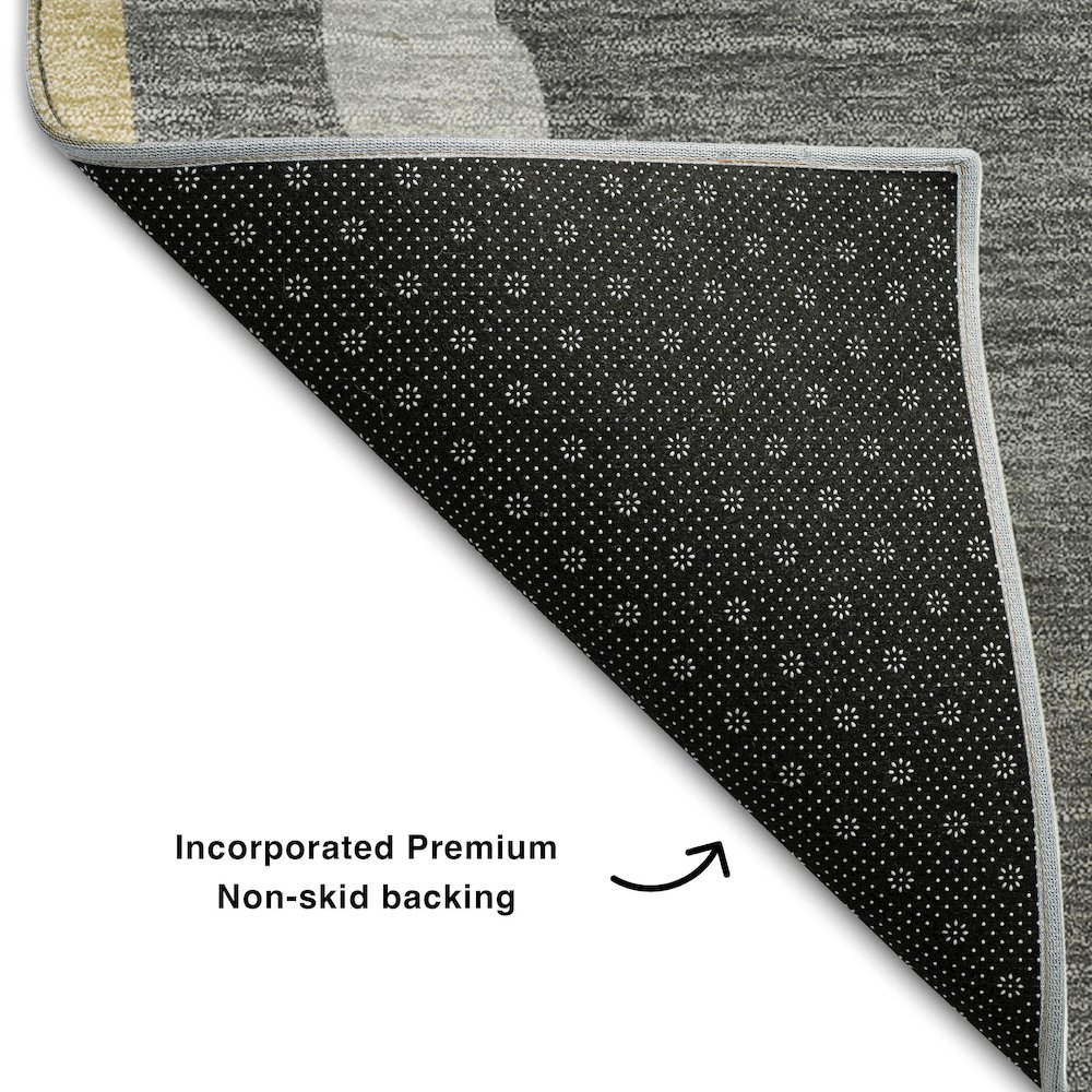 Premium Machine Washable Mayfield AMF1047 Black 3' x 5' Rug. Picture 2