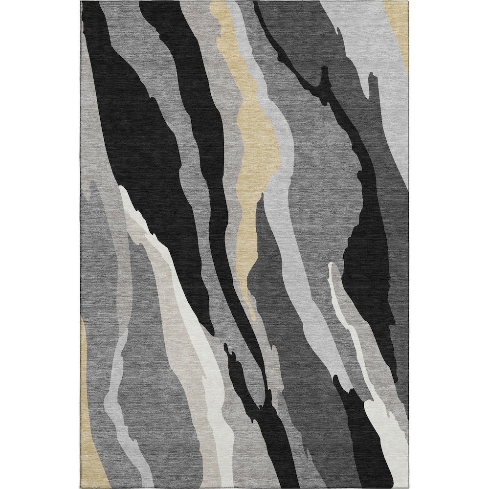Premium Machine Washable Mayfield AMF1047 Black 8' x 10' Rug. Picture 1
