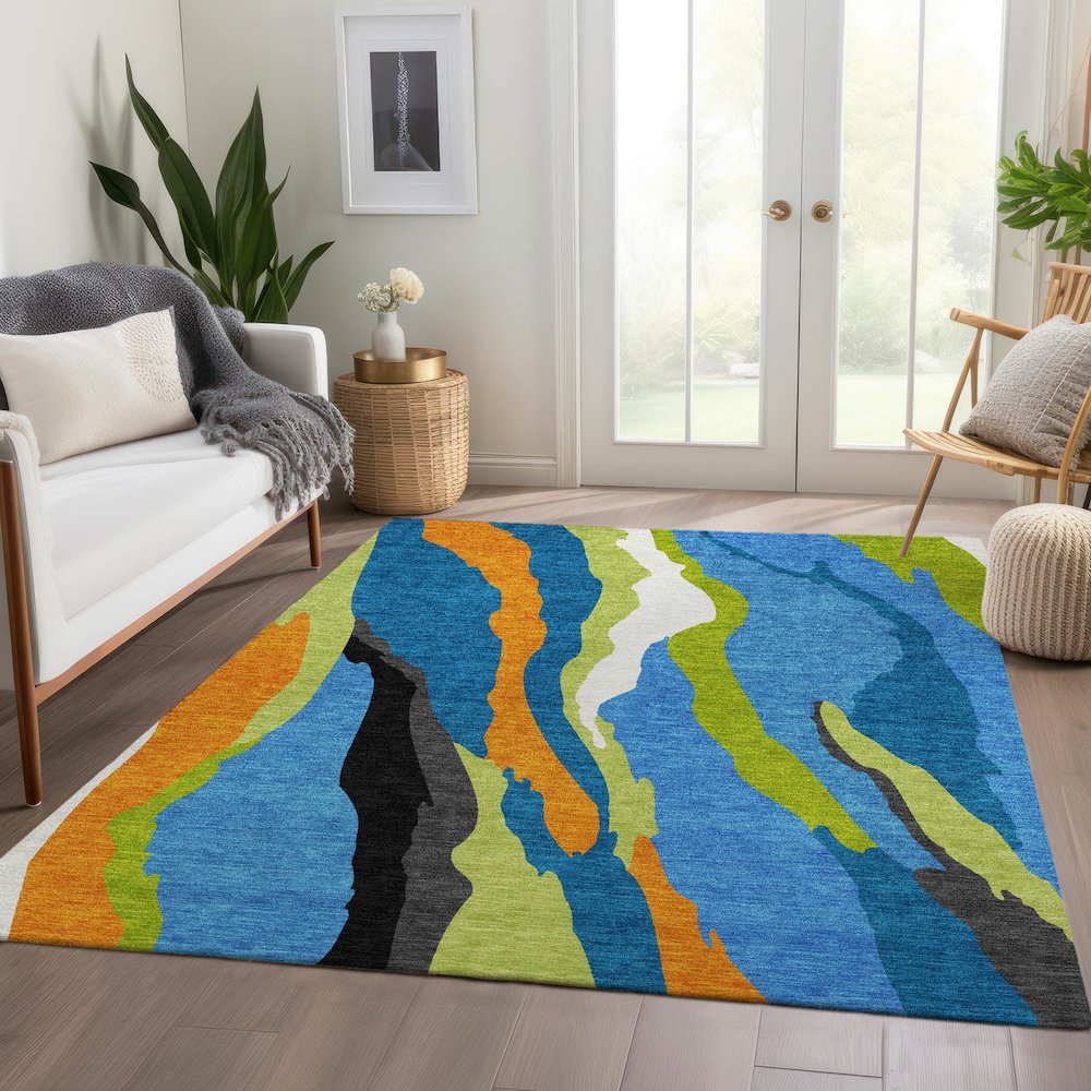Premium Machine Washable Mayfield AMF1047 Denim 8' x 10' Rug. Picture 6