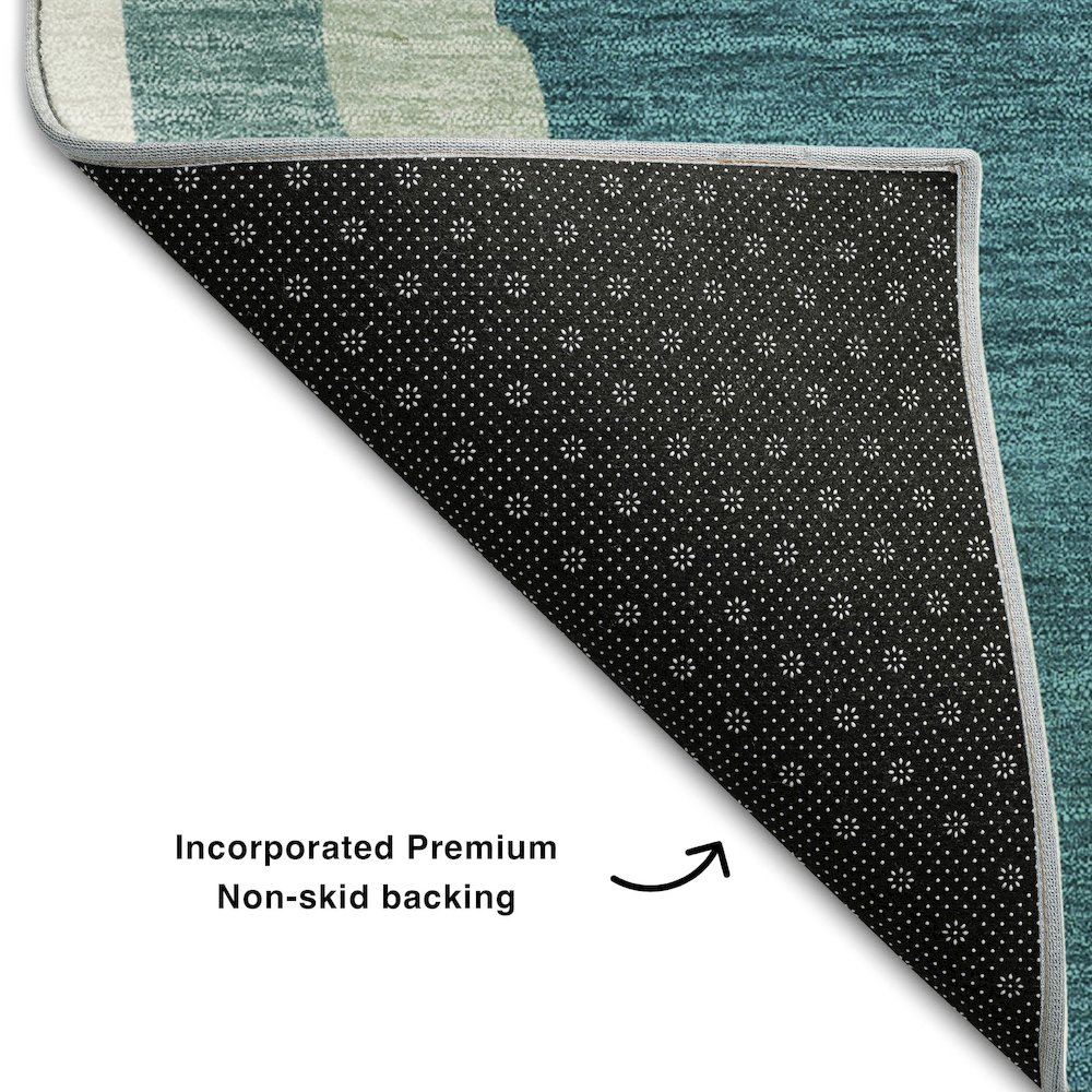 Premium Machine Washable Mayfield AMF1047 Teal 3' x 5' Rug. Picture 2