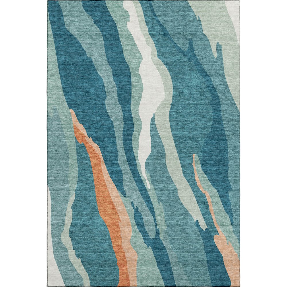Premium Machine Washable Mayfield AMF1047 Teal 8' x 10' Rug. Picture 1