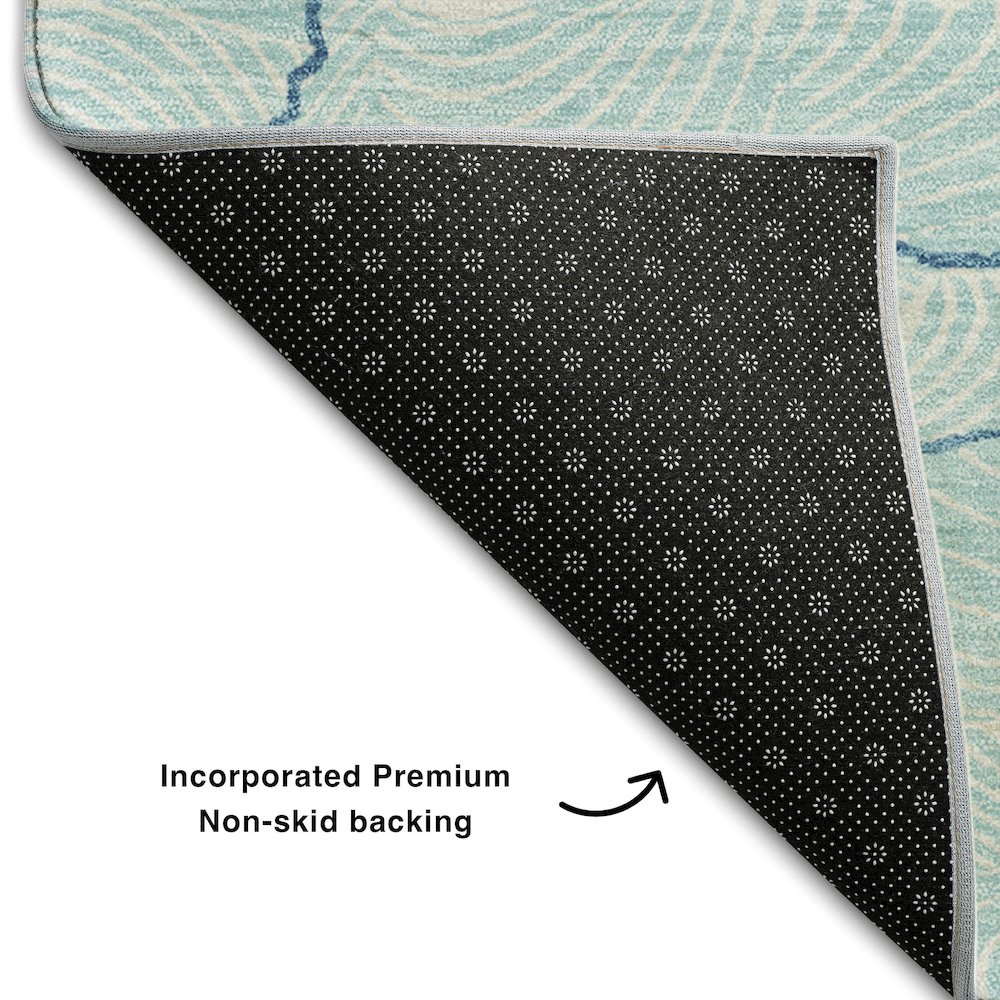 Premium Machine Washable Mayfield AMF1048 Aqua 3' x 5' Rug. Picture 2