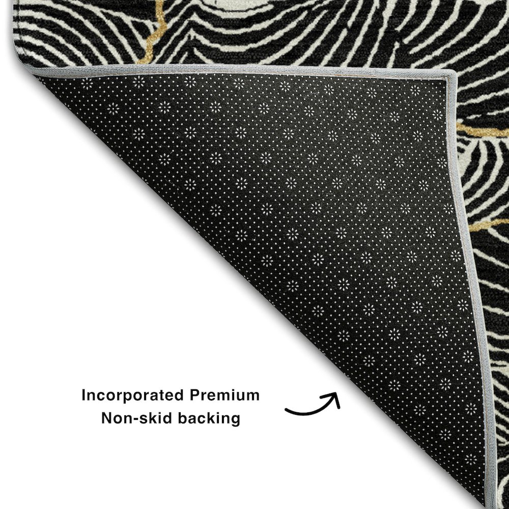 Premium Machine Washable Mayfield AMF1048 Black 3' x 5' Rug. Picture 2
