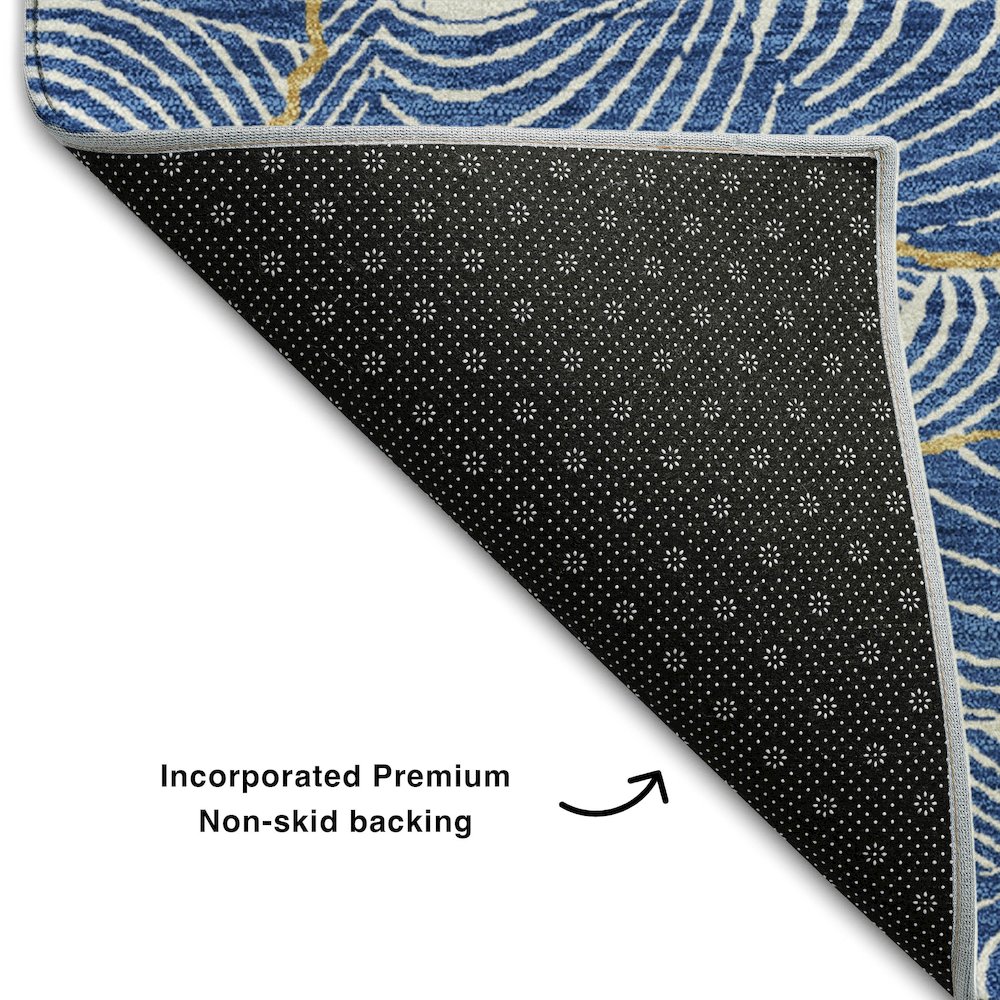 Premium Machine Washable Mayfield AMF1048 Blue 3' x 5' Rug. Picture 2