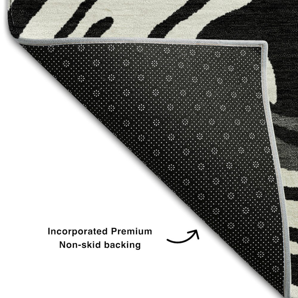 Premium Machine Washable Mayfield AMF1051 Black 3' x 5' Rug. Picture 2