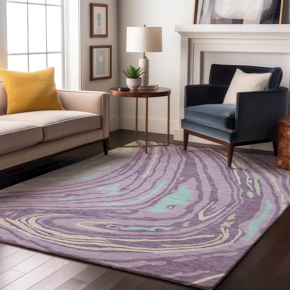 Premium Machine Washable Mayfield AMF1051 Lavender 8' x 10' Rug. Picture 5