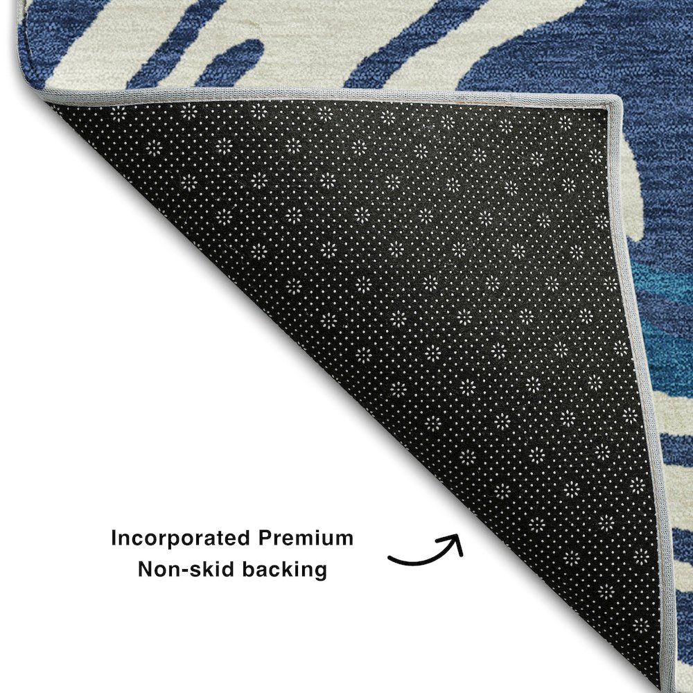 Premium Machine Washable Mayfield AMF1051 Navy 3' x 5' Rug. Picture 2