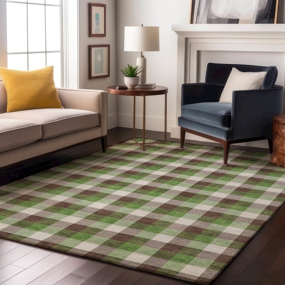 Premium Machine Washable Mayfield AMF1053 Brown 8' x 10' Rug. Picture 5