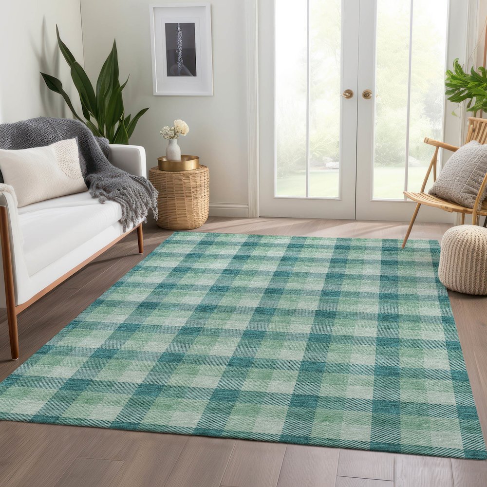 Premium Machine Washable Mayfield AMF1053 Seafoam 8' x 10' Rug. Picture 6