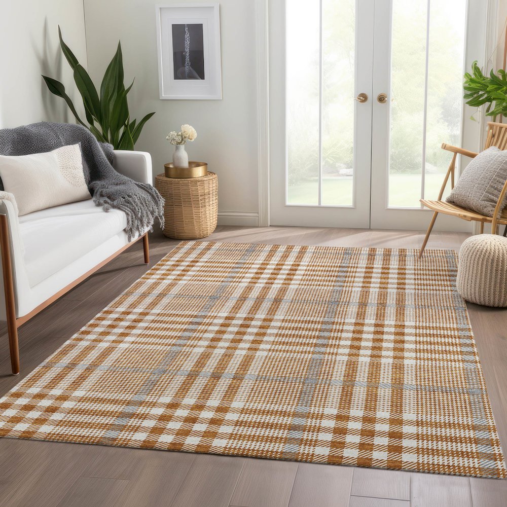 Premium Machine Washable Mayfield AMF1054 Paprika 8' x 10' Rug. Picture 6