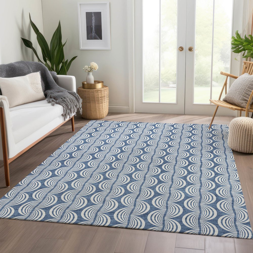 Premium Machine Washable Mayfield AMF1055 Denim 8' x 10' Rug. Picture 6