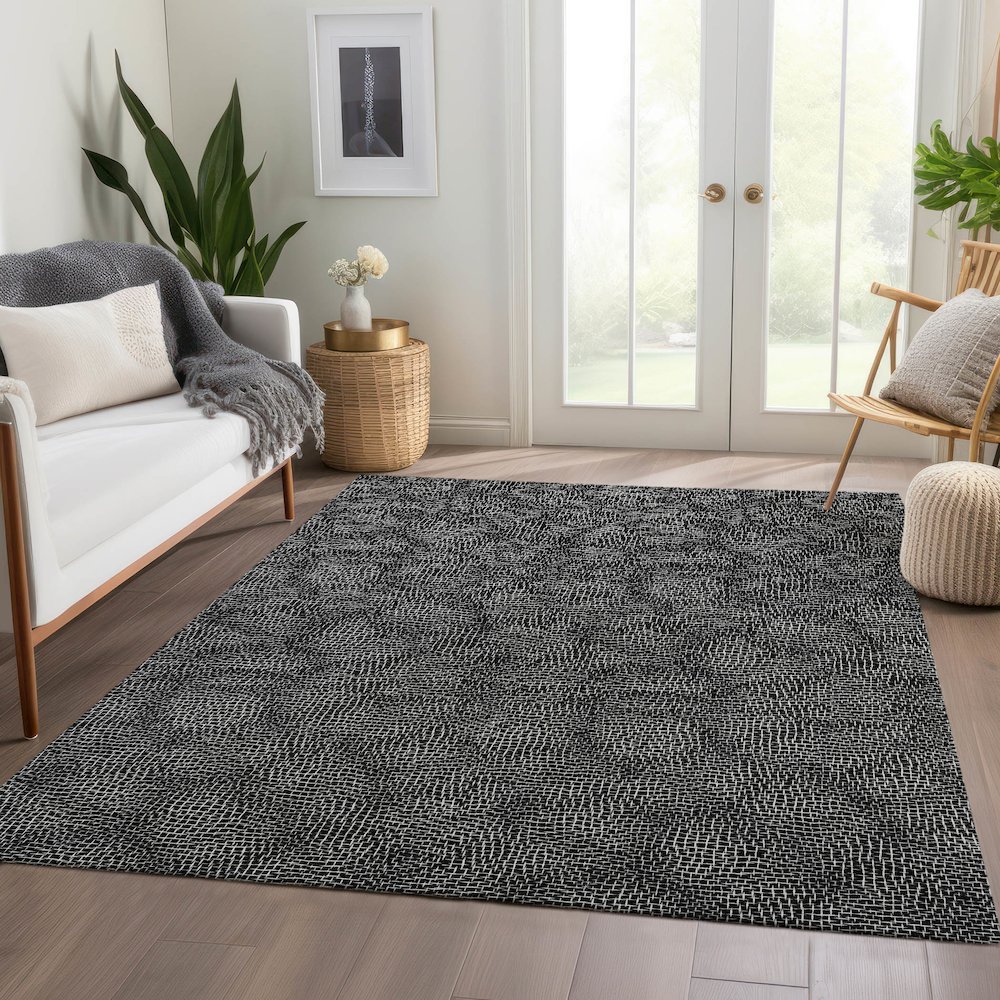 Premium Machine Washable Mayfield AMF1057 Black 8' x 10' Rug. Picture 6