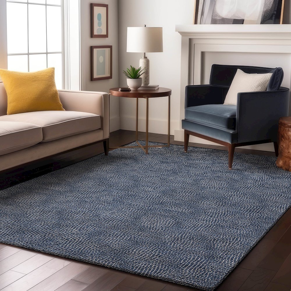 Premium Machine Washable Mayfield AMF1057 Navy 8' x 10' Rug. Picture 5