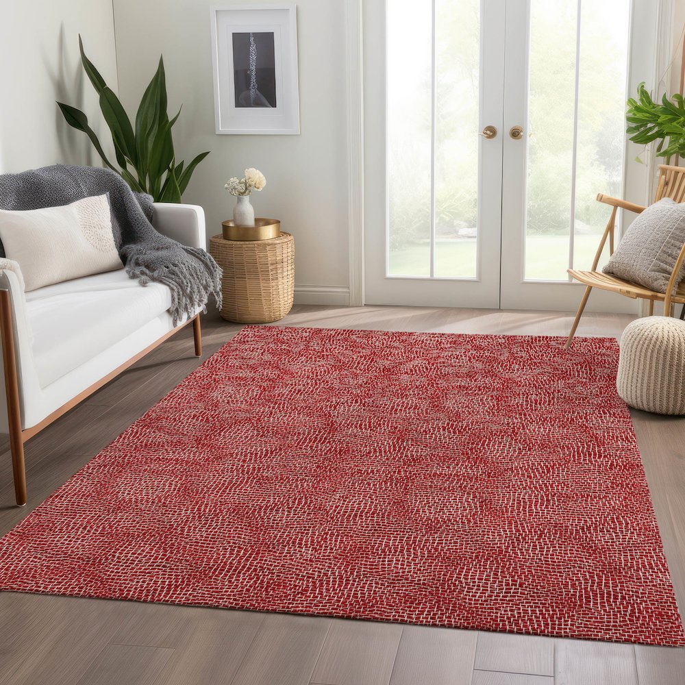Premium Machine Washable Mayfield AMF1057 Red 8' x 10' Rug. Picture 6