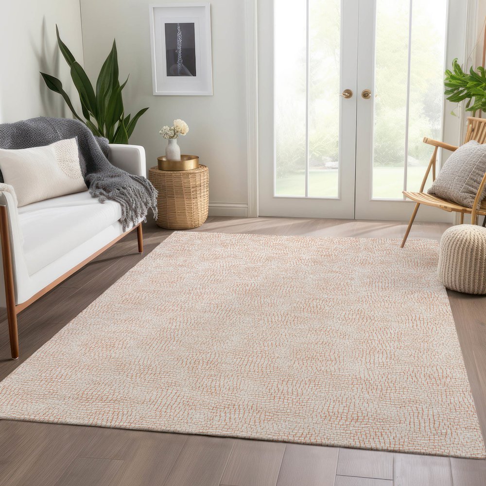 Premium Machine Washable Mayfield AMF1058 Peach 8' x 10' Rug. Picture 6
