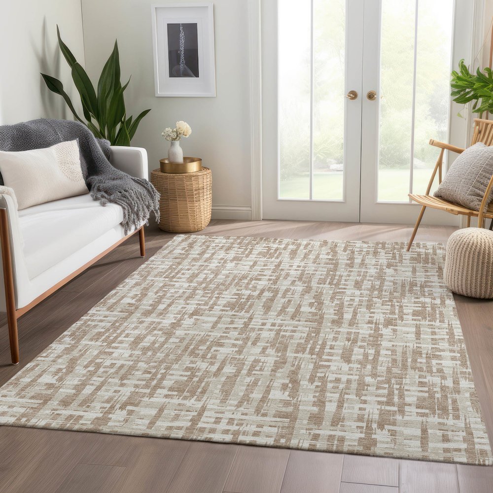 Premium Machine Washable Mayfield AMF1059 Tan 8' x 10' Rug. Picture 6