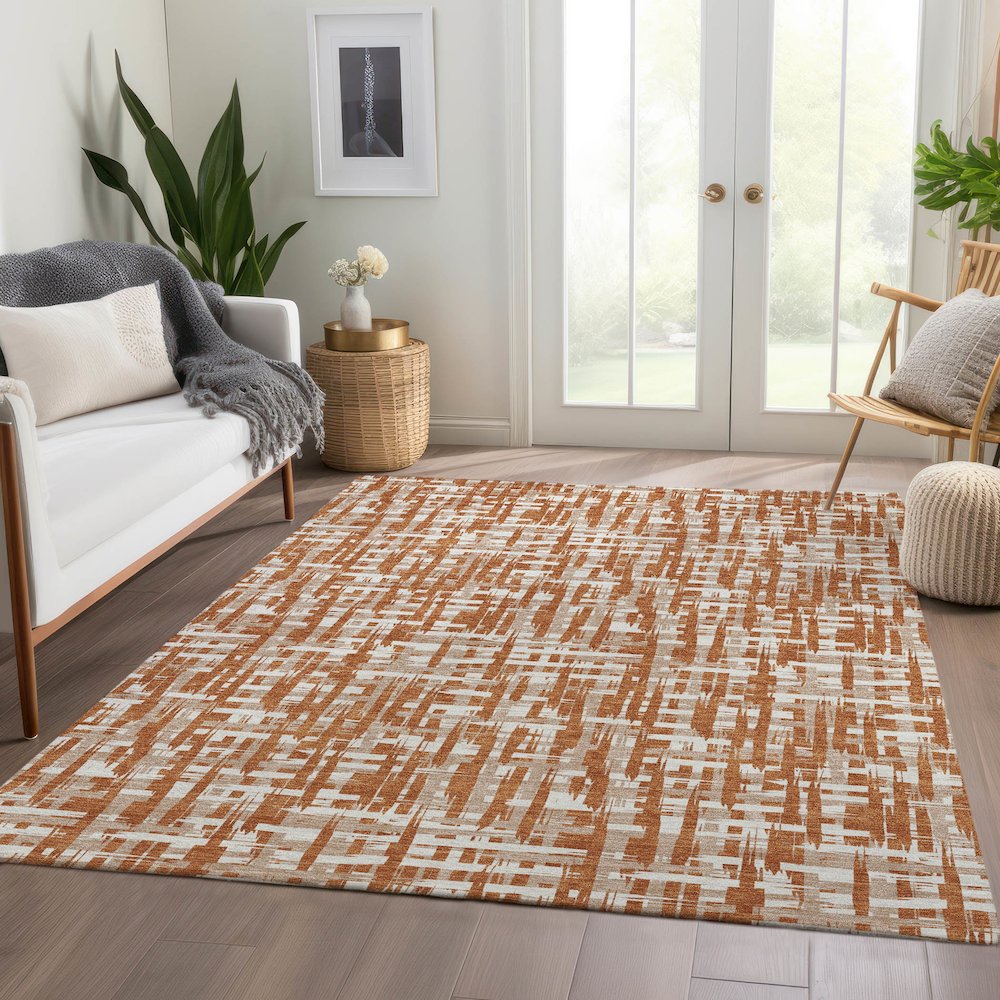 Premium Machine Washable Mayfield AMF1059 Terracotta 8' x 10' Rug. Picture 6