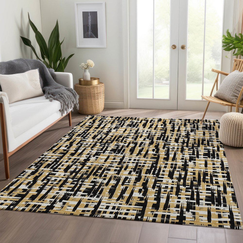 Premium Machine Washable Mayfield AMF1060 Black 8' x 10' Rug. Picture 6