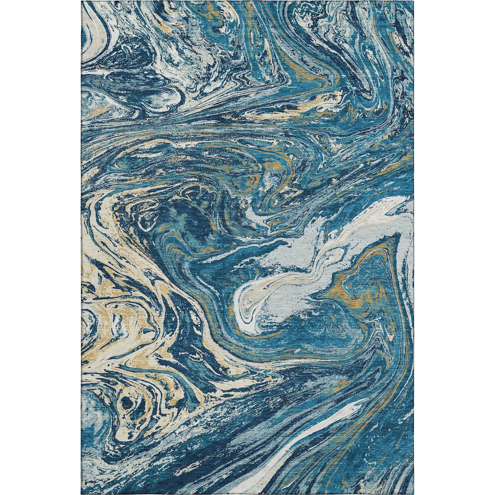 Premium Machine Washable Mayfield AMF1061 Navy 8' x 10' Rug. Picture 1