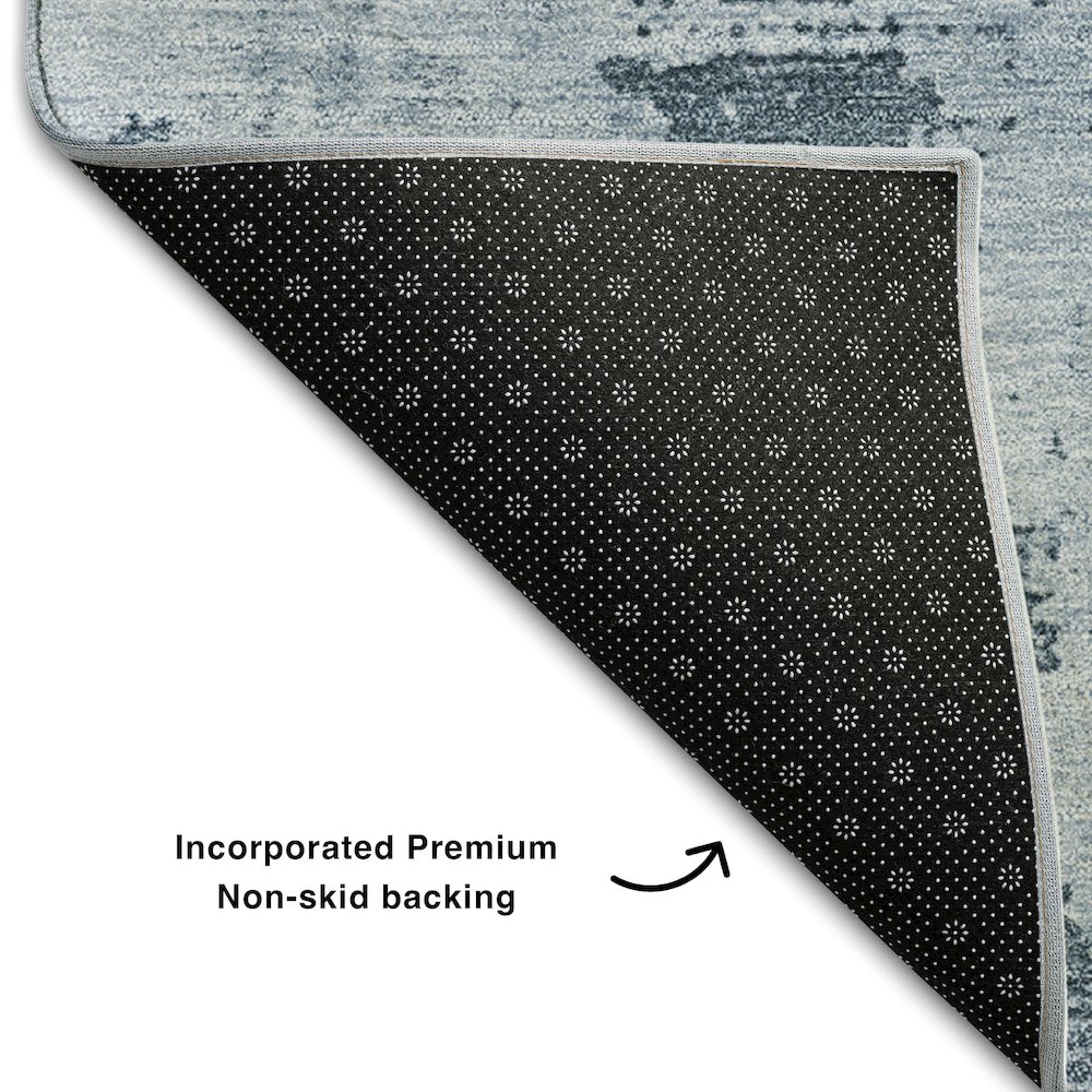 Premium Machine Washable Mayfield AMF1062 Denim 3' x 5' Rug. Picture 2