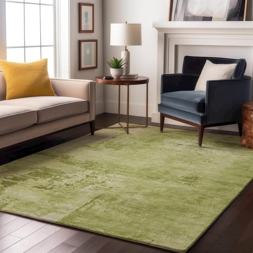Premium Machine Washable Mayfield AMF1062 Lime 8' x 10' Rug. Picture 5