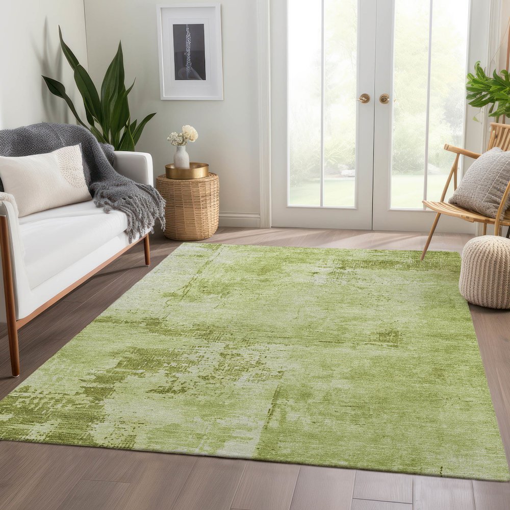 Premium Machine Washable Mayfield AMF1062 Lime 8' x 10' Rug. Picture 6