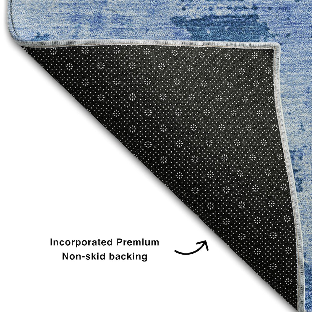 Premium Machine Washable Mayfield AMF1062 Navy 3' x 5' Rug. Picture 2