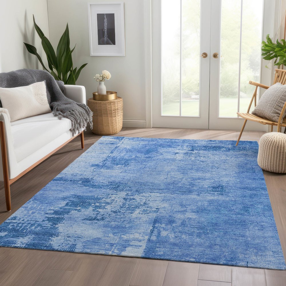 Premium Machine Washable Mayfield AMF1062 Navy 8' x 10' Rug. Picture 6