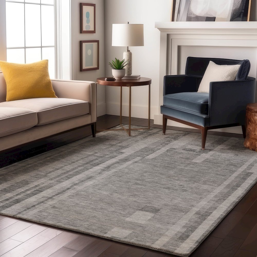 Premium Machine Washable Mayfield AMF1063 Gray 8' x 10' Rug. Picture 5