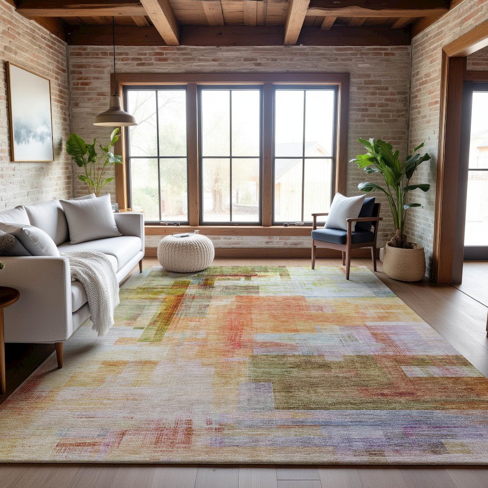 Premium Machine Washable Mayfield AMF1067 Coral 8' x 10' Rug. Picture 5