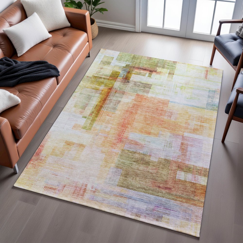 Premium Machine Washable Mayfield AMF1067 Coral 8' x 10' Rug. Picture 6