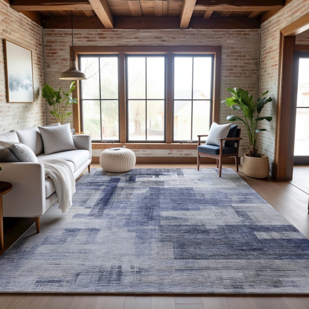 Premium Machine Washable Mayfield AMF1067 Denim 8' x 10' Rug. Picture 5