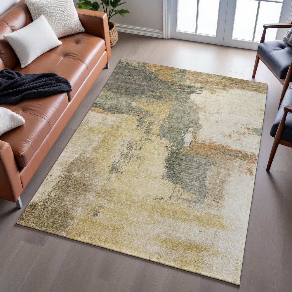 Premium Machine Washable Mayfield AMF1068 Sage 8' x 10' Rug. Picture 6