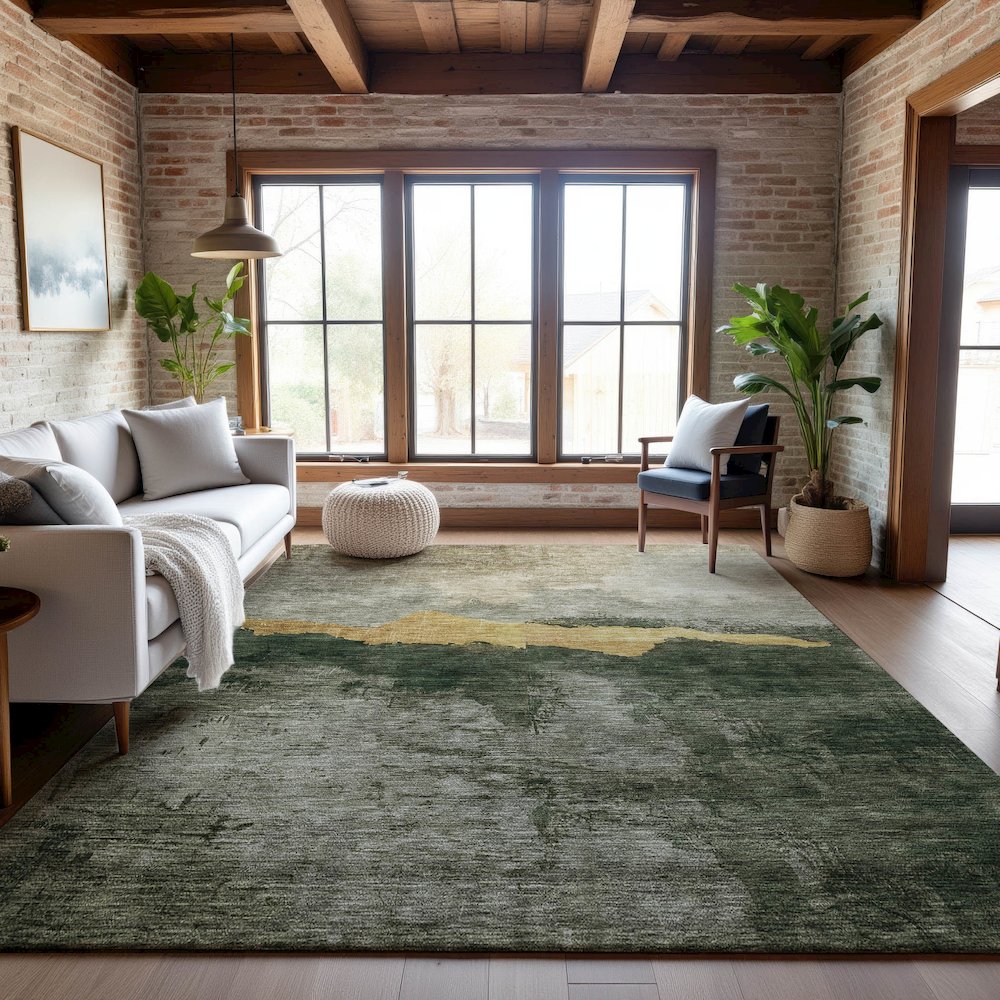 Premium Machine Washable Mayfield AMF1069 Fern 8' x 10' Rug. Picture 5