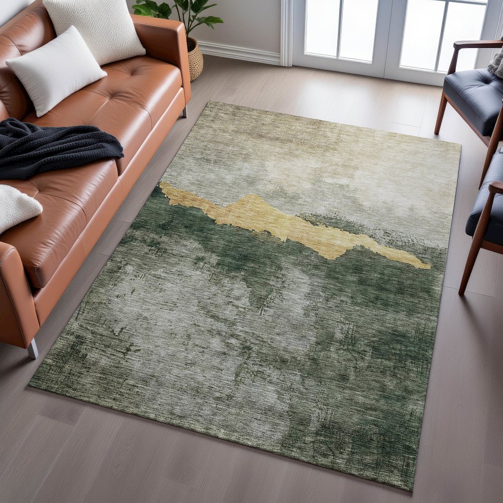 Premium Machine Washable Mayfield AMF1069 Fern 8' x 10' Rug. Picture 6