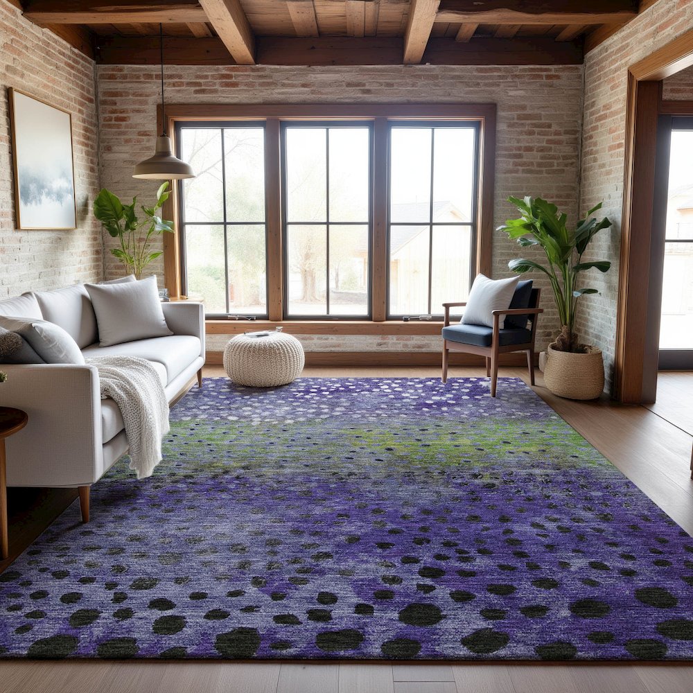 Premium Machine Washable Mayfield AMF1074 Purple 8' x 10' Rug. Picture 5