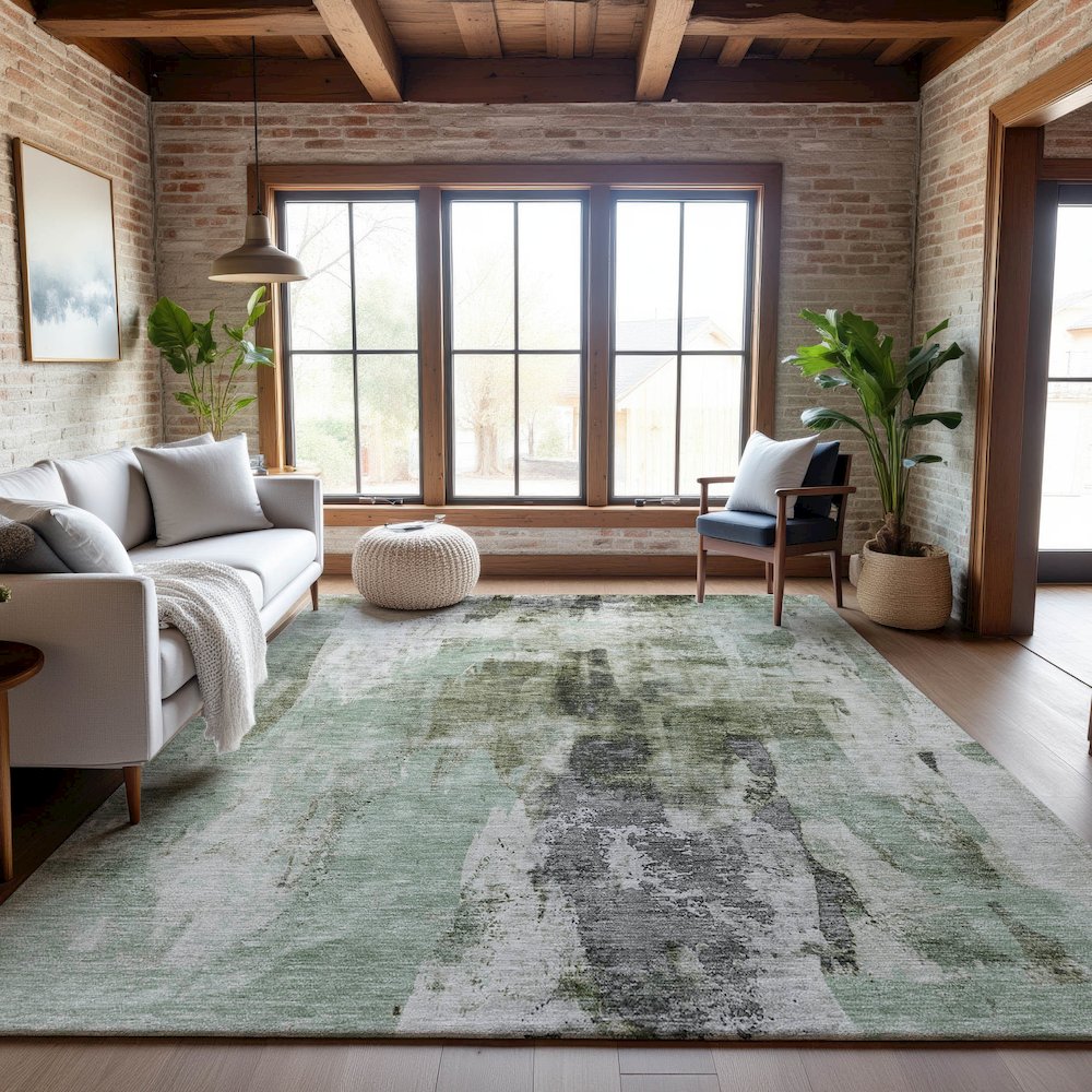 Premium Machine Washable Mayfield AMF1076 Mint 8' x 10' Rug. Picture 5