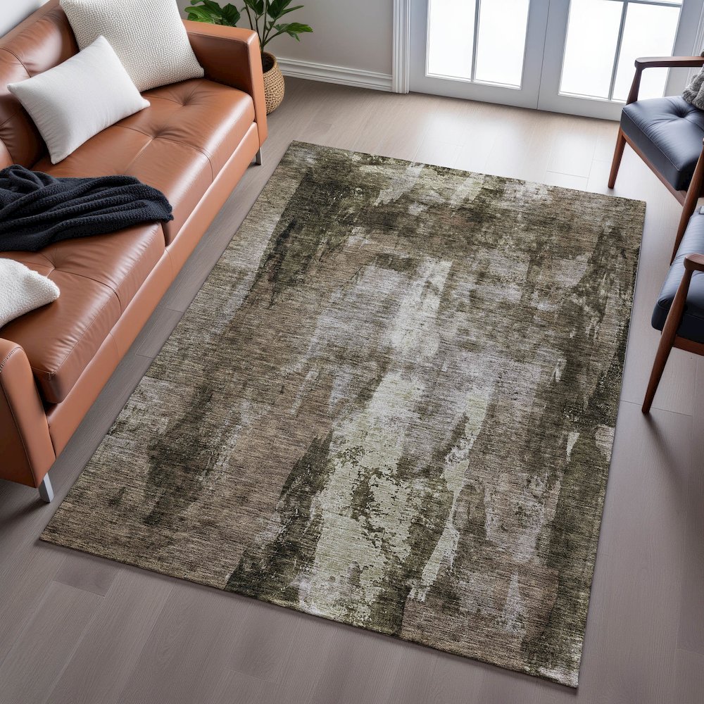 Premium Machine Washable Mayfield AMF1077 Brown 8' x 10' Rug. Picture 6