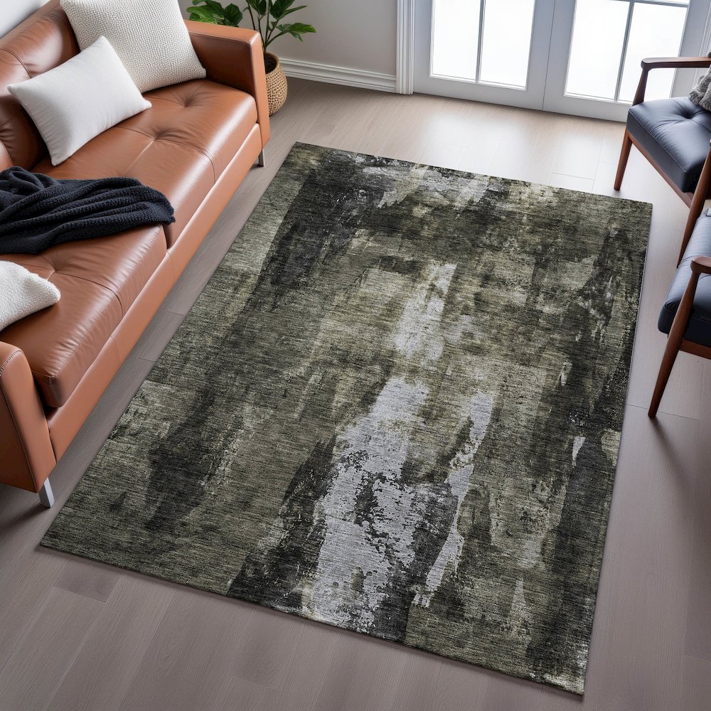 Premium Machine Washable Mayfield AMF1077 Charcoal 8' x 10' Rug. Picture 6