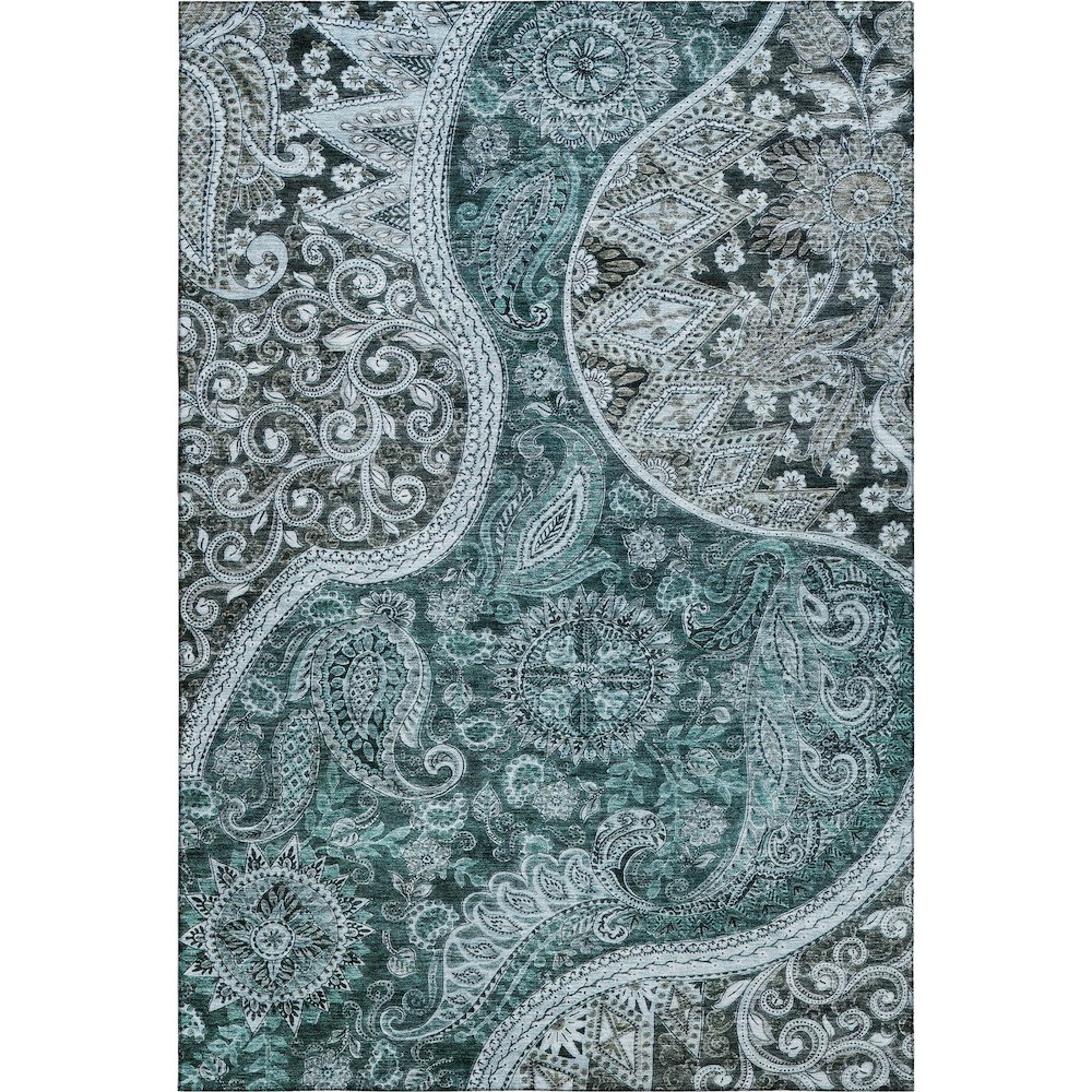 Premium Machine Washable Mayfield AMF1078 Teal 8' x 10' Rug. Picture 1
