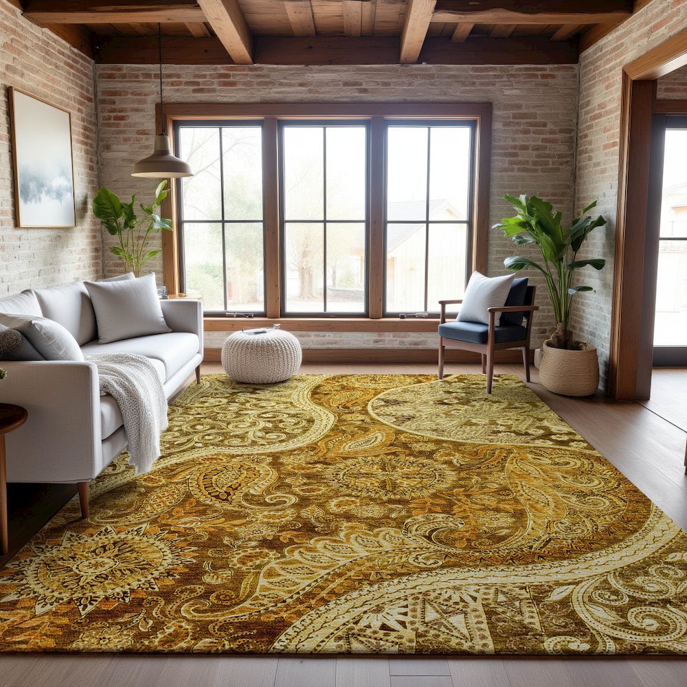 Premium Machine Washable Mayfield AMF1078 Terracotta 8' x 10' Rug. Picture 5