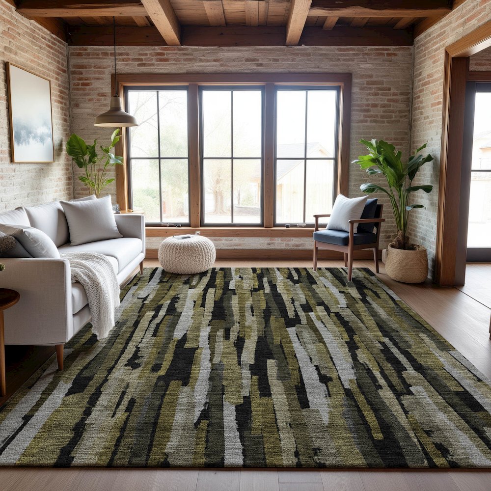 Premium Machine Washable Mayfield AMF1079 Brown 8' x 10' Rug. Picture 5