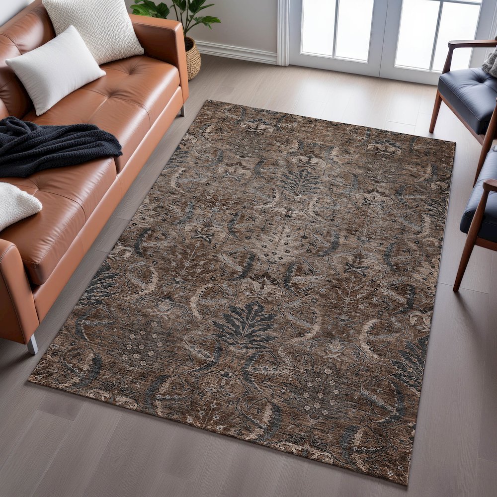 Premium Machine Washable Mayfield AMF1082 Fudge 8' x 10' Rug. Picture 6