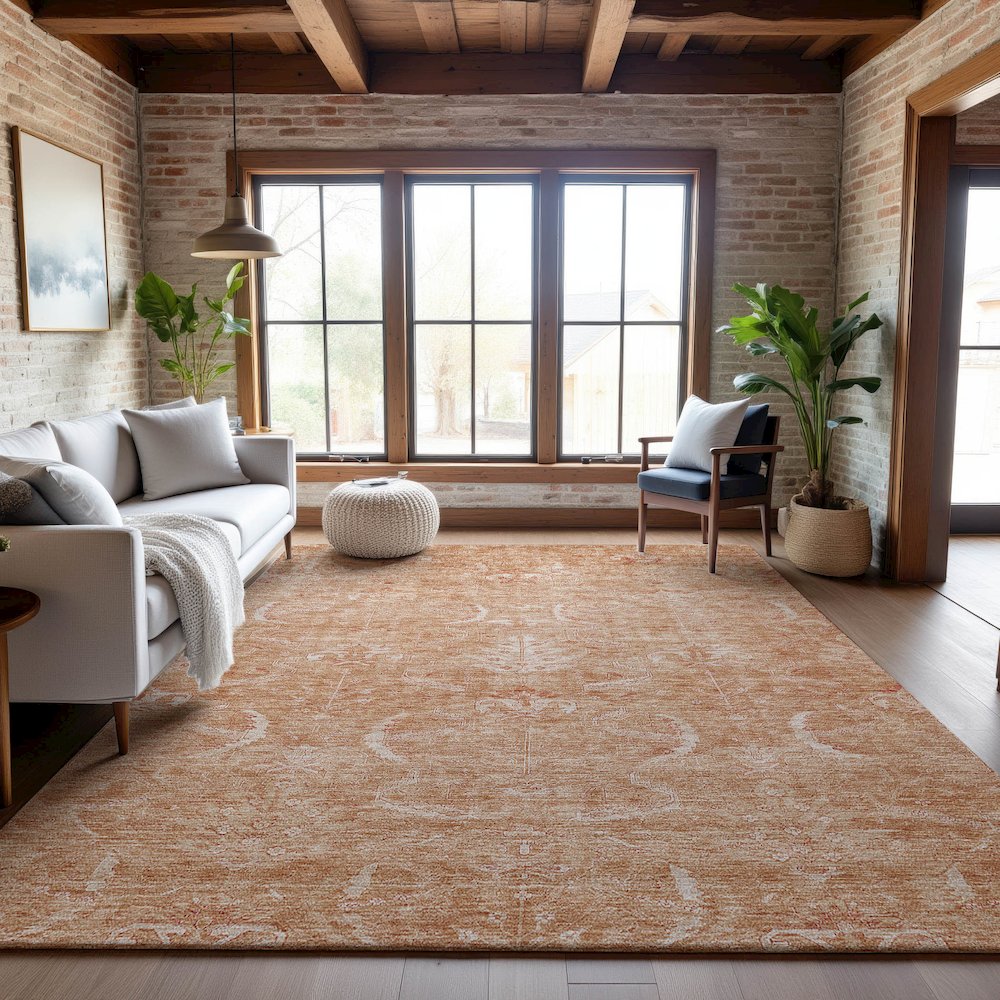 Premium Machine Washable Mayfield AMF1083 Salmon 8' x 10' Rug. Picture 5