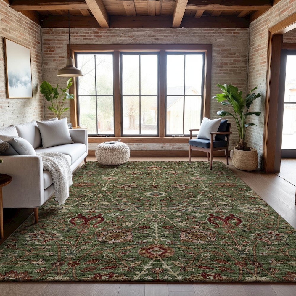 Premium Machine Washable Mayfield AMF1085 Fern 8' x 10' Rug. Picture 5