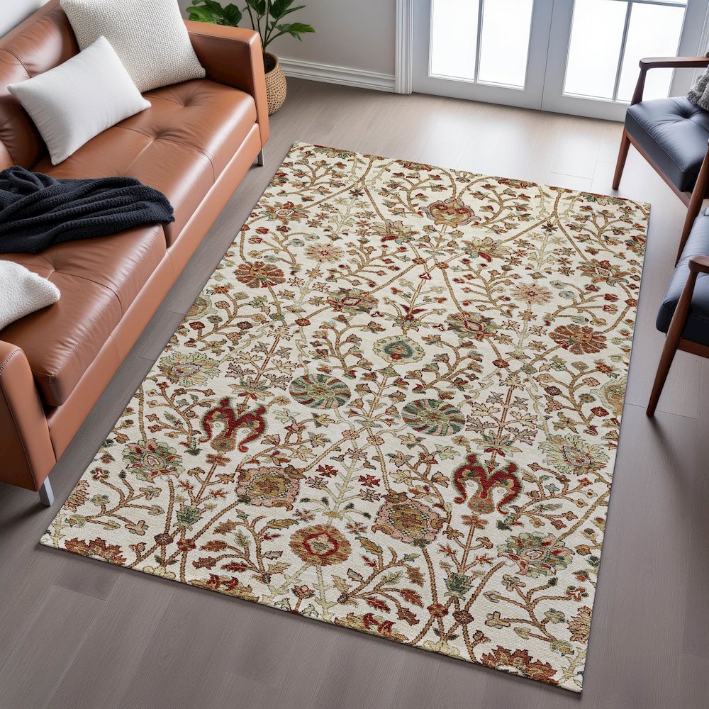 Premium Machine Washable Mayfield AMF1085 Ivory 8' x 10' Rug. Picture 6