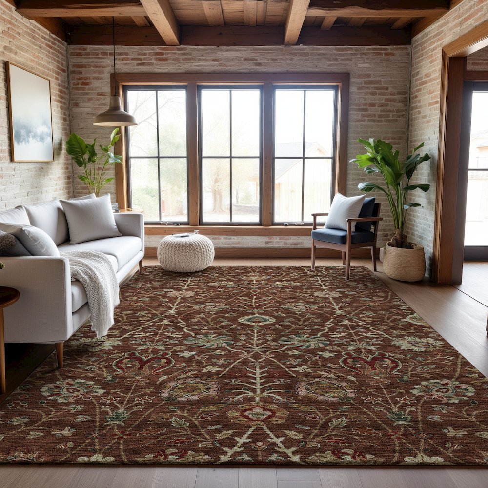 Premium Machine Washable Mayfield AMF1085 Paprika 8' x 10' Rug. Picture 5