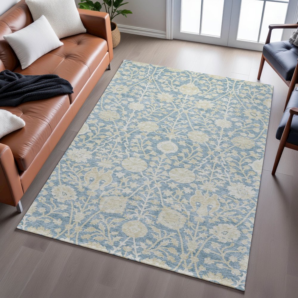 Premium Machine Washable Mayfield AMF1086 Sky 8' x 10' Rug. Picture 6
